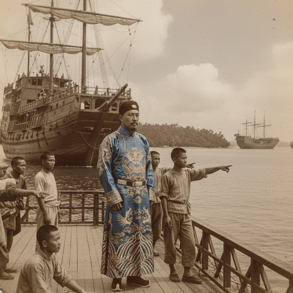 Muslim Admiral Zheng He As He Arrives In Melaka For First Time