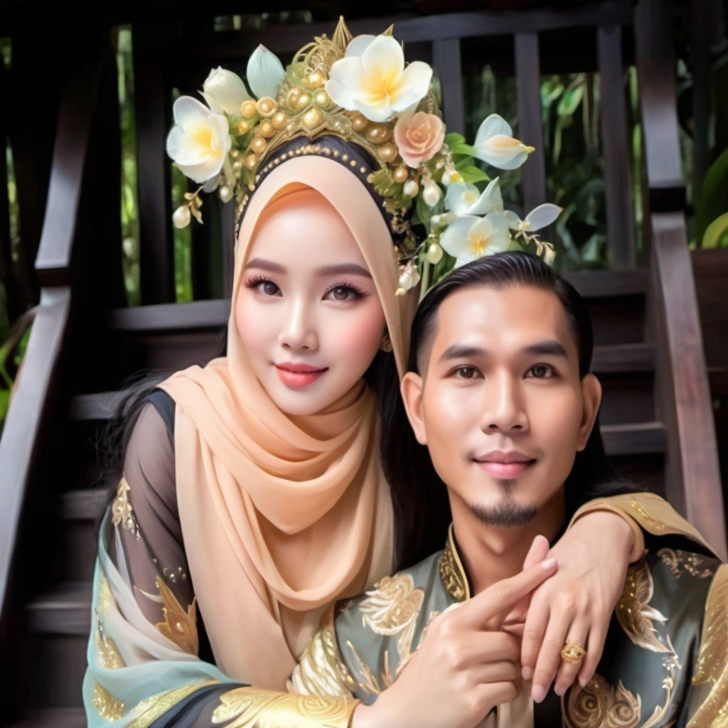 Malaysian Young Couple In Traditional Dress