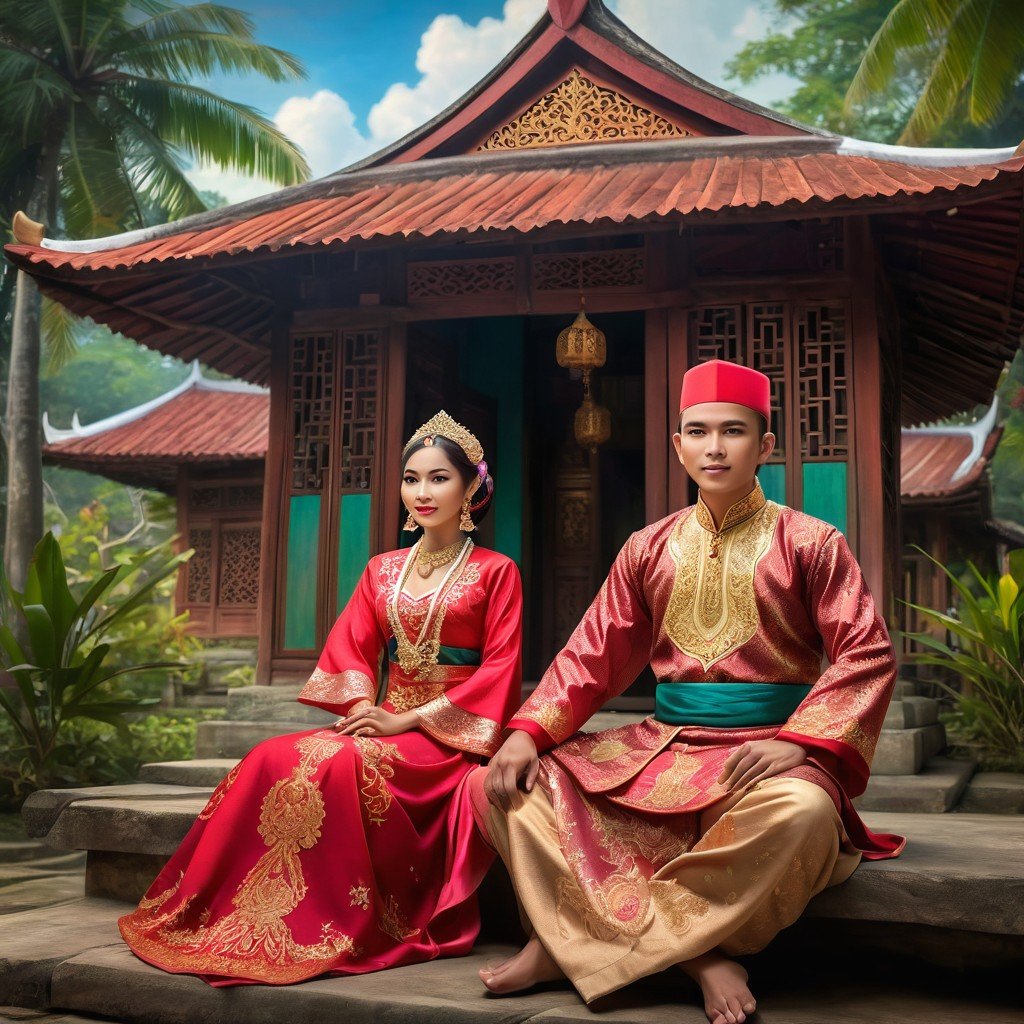 Baba Nyonya Couple Outside Their House