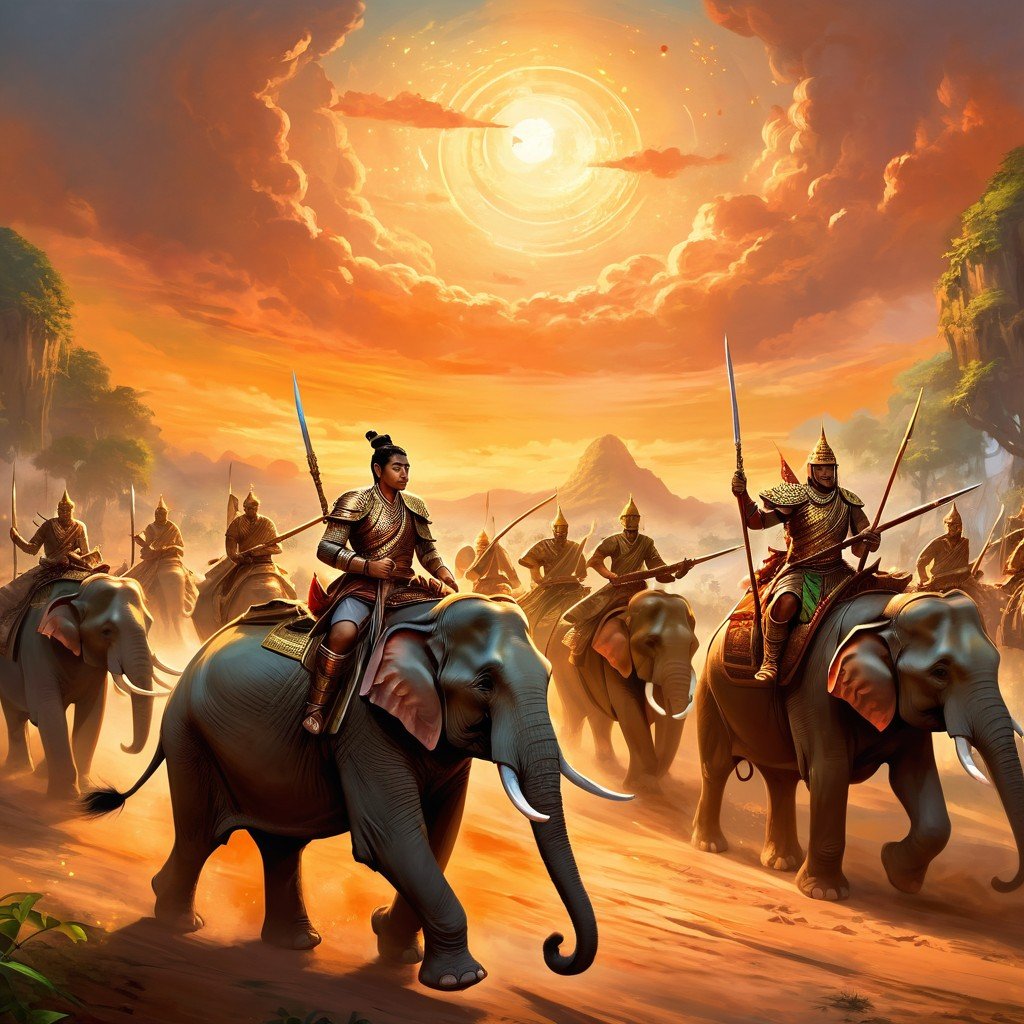 War Elephants Marching Into Battle