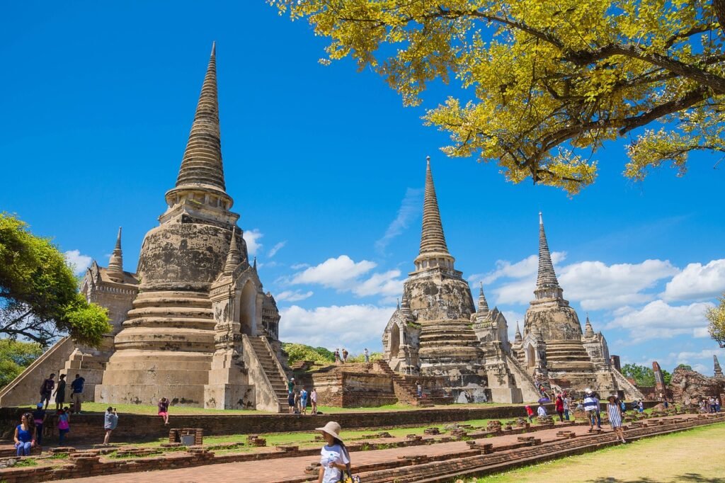 Temple Chedis At Unesco Site In Ayutthaya