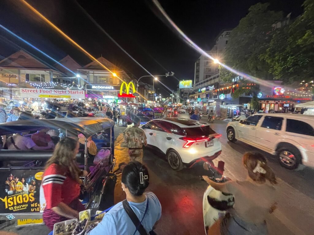 Night Street Scene At Loi Kroi Crossroads