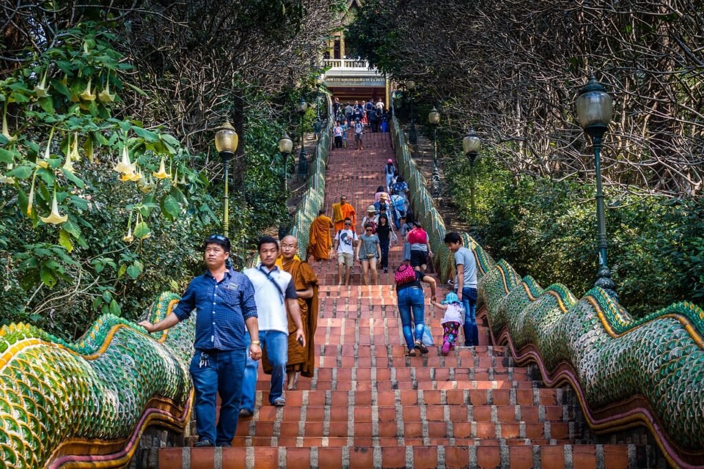 Steps Leading To The Entrance Of Wat Doi Suthep