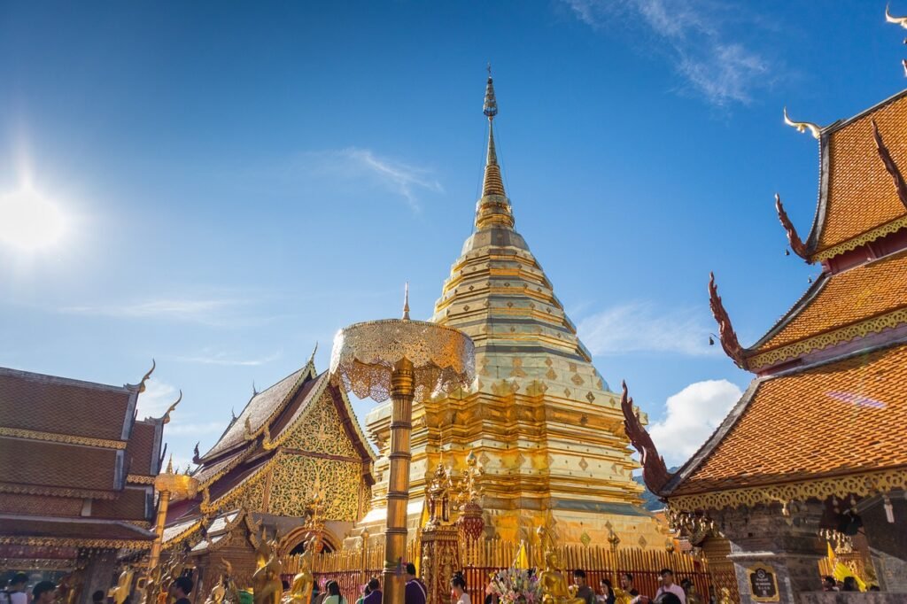 Golden Chedi At Wat Doi Suthep Temple In Chiang Mai