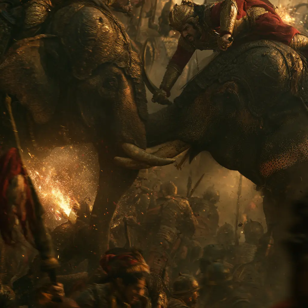 War elephants in historic Siamese battles, a key part of the history of elephants in Thailand.