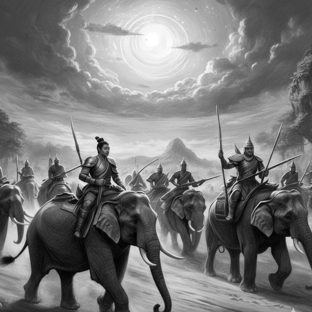 War Elephants Marching Into Battle