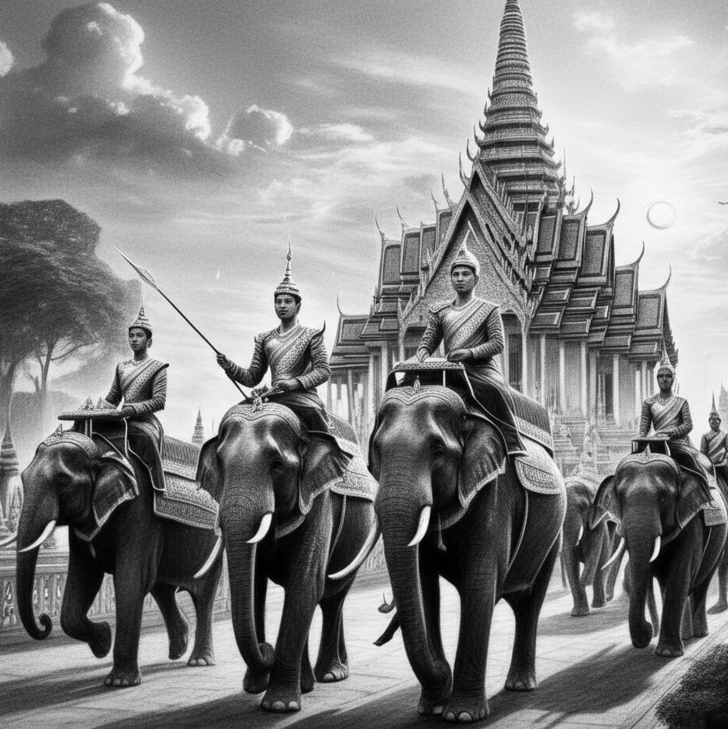 Royal Ceremony Elephants In Procession