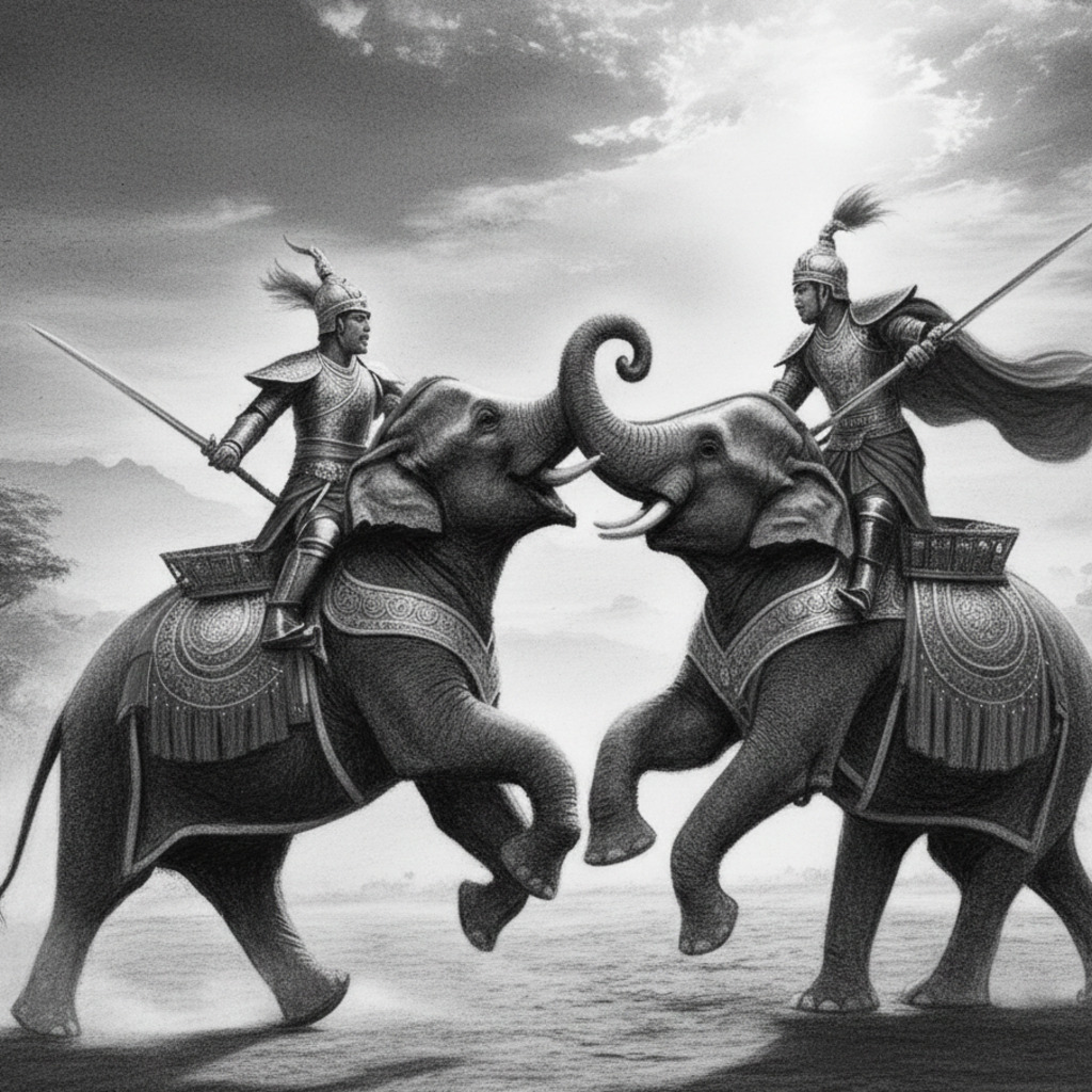 KIng Naresuan vs Mingyi Swa In Epic Elephant Battle