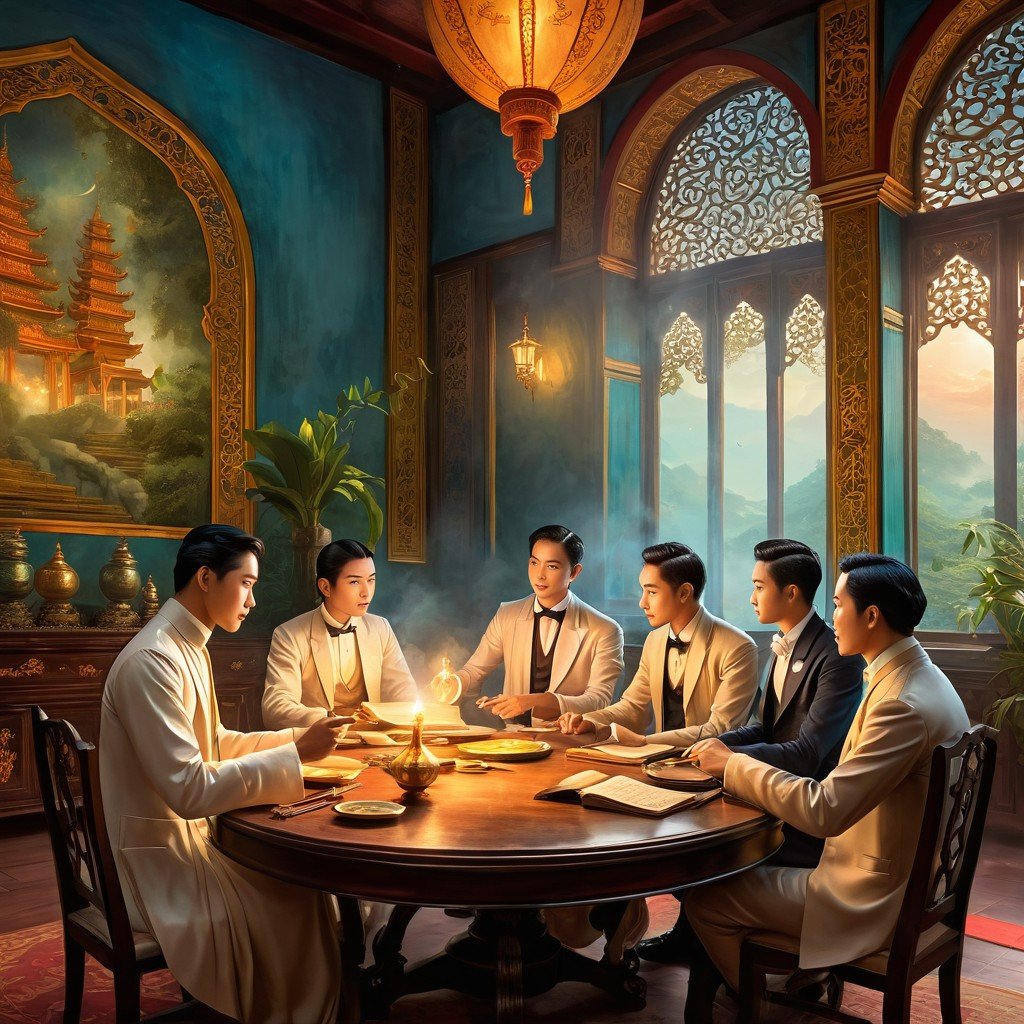 Image Depicting Prosperous Khoo Clan Members Sat At Table