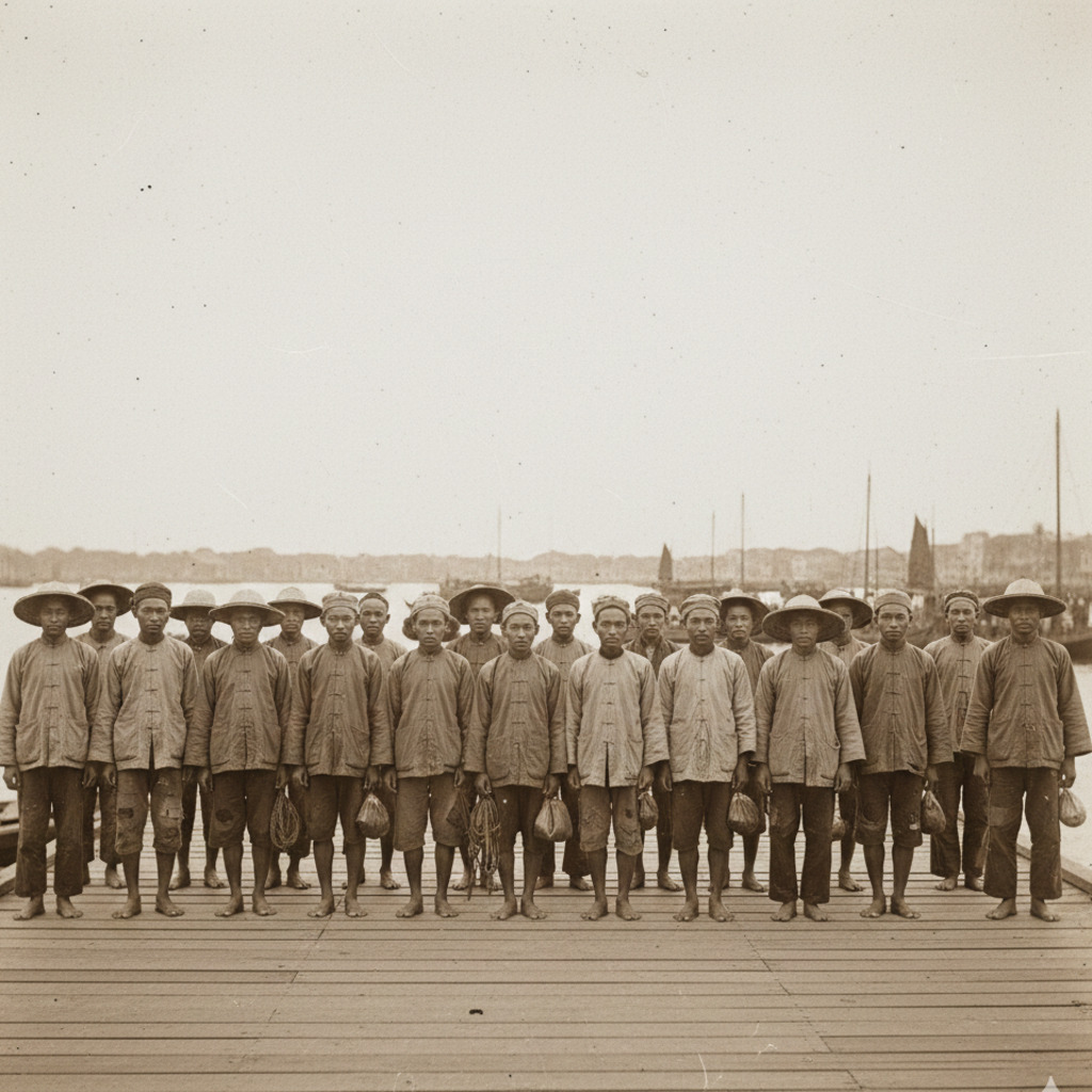 Image Depicting Khoo Clansmen At Port In Old Amoy