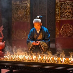 Image Depicting Man Praying To Ancestors At Khoo Kongsi