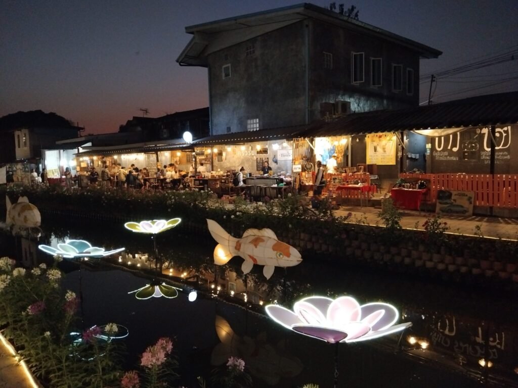 Lighted Footpaths At Mae Kha Canal