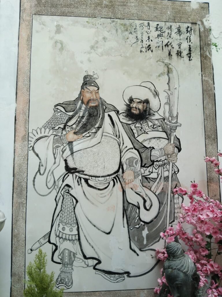 Chinese Style Wall Painting In Mansion Courtyard