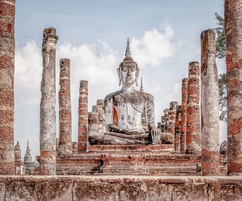 Large Buddha Statue At Unesco Temple In Sukothai