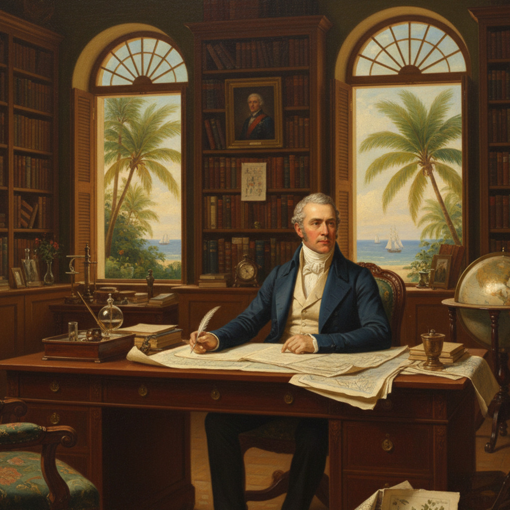 Administrator At Desk Of Straits Settlements Office