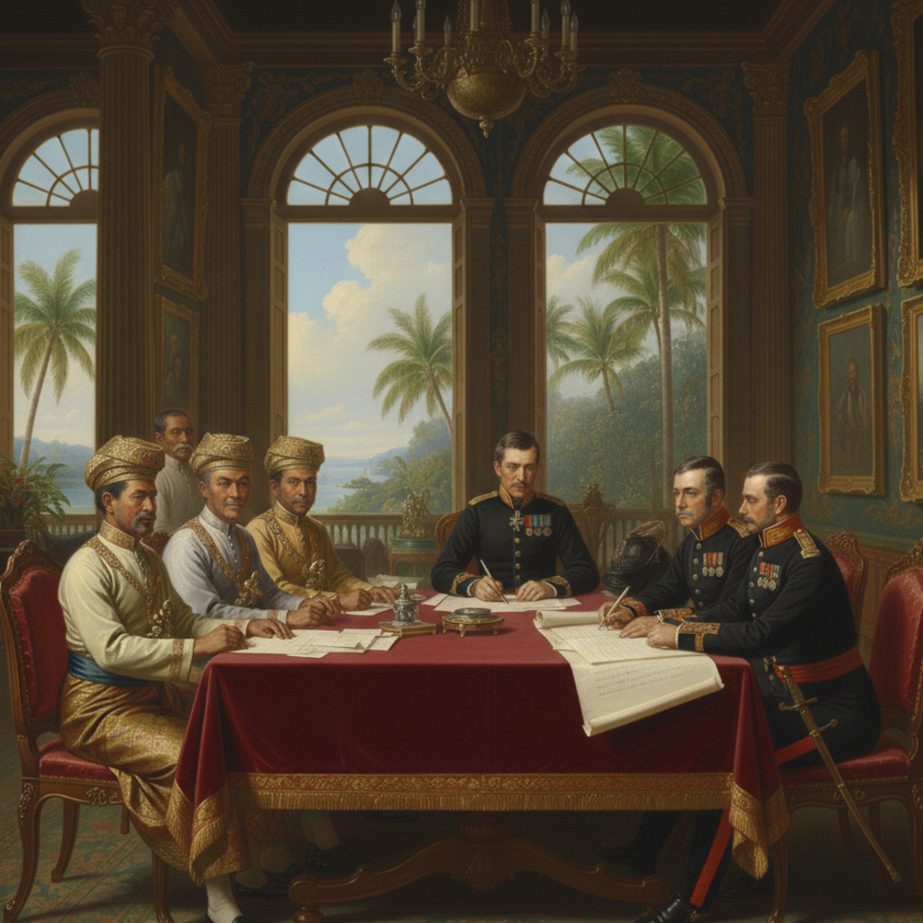 Sultan Signing Pangkor Treaty Changes Penang Heritage History