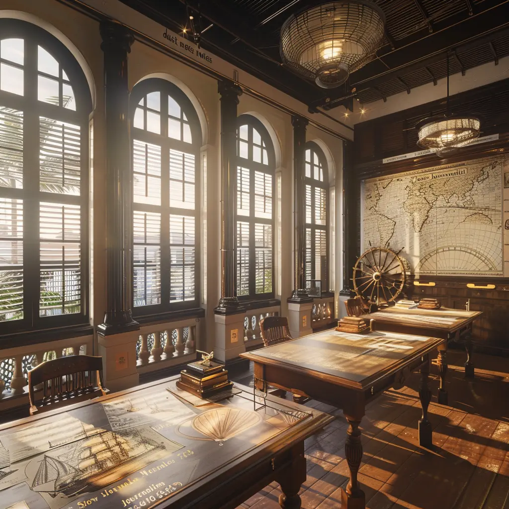 History of Penang: George Town's founding depicted in a historic map room.