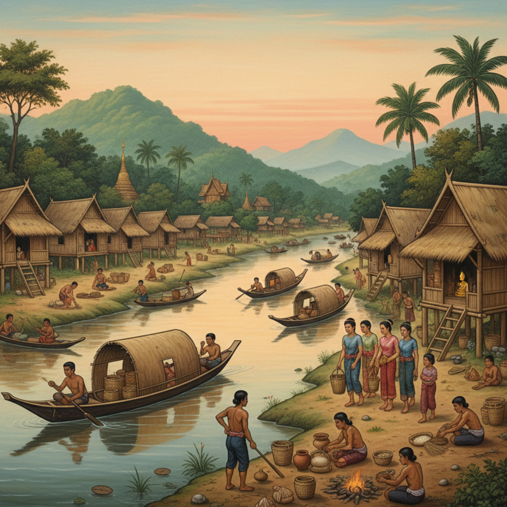 Luang Prabang: Traditional stilt houses line a riverbank in this UNESCO World Heritage site.