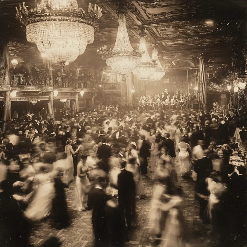 E&O Penang history ballroom dance event in a large hall with chandeliers