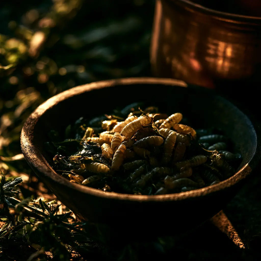 Bowl of fried crickets, a traditional Isan food