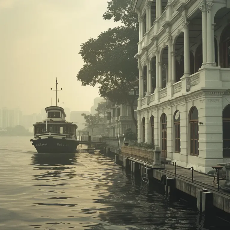 Mandarin Oriental Bangkok historic boat and colonial architecture