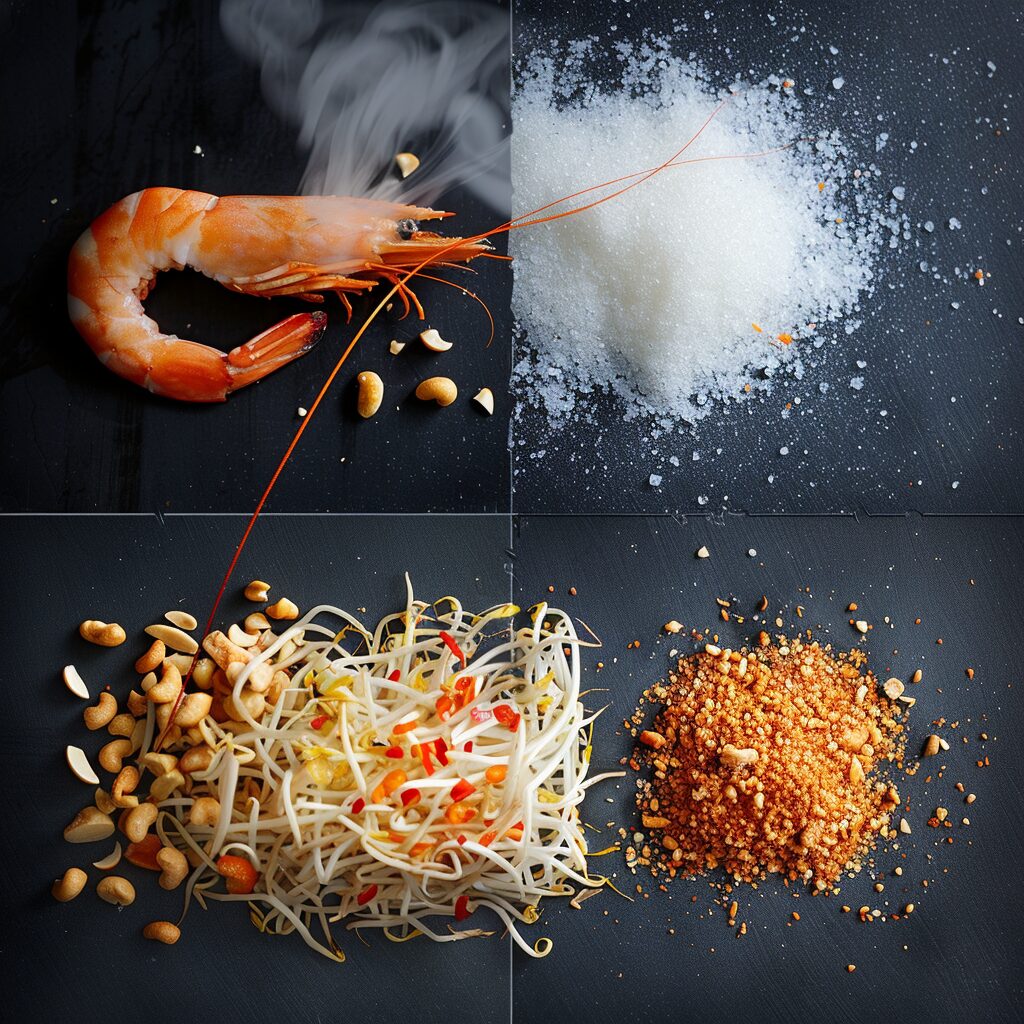 Central Thai cuisine heritage: shrimp, sugar, bean sprouts, and peanuts