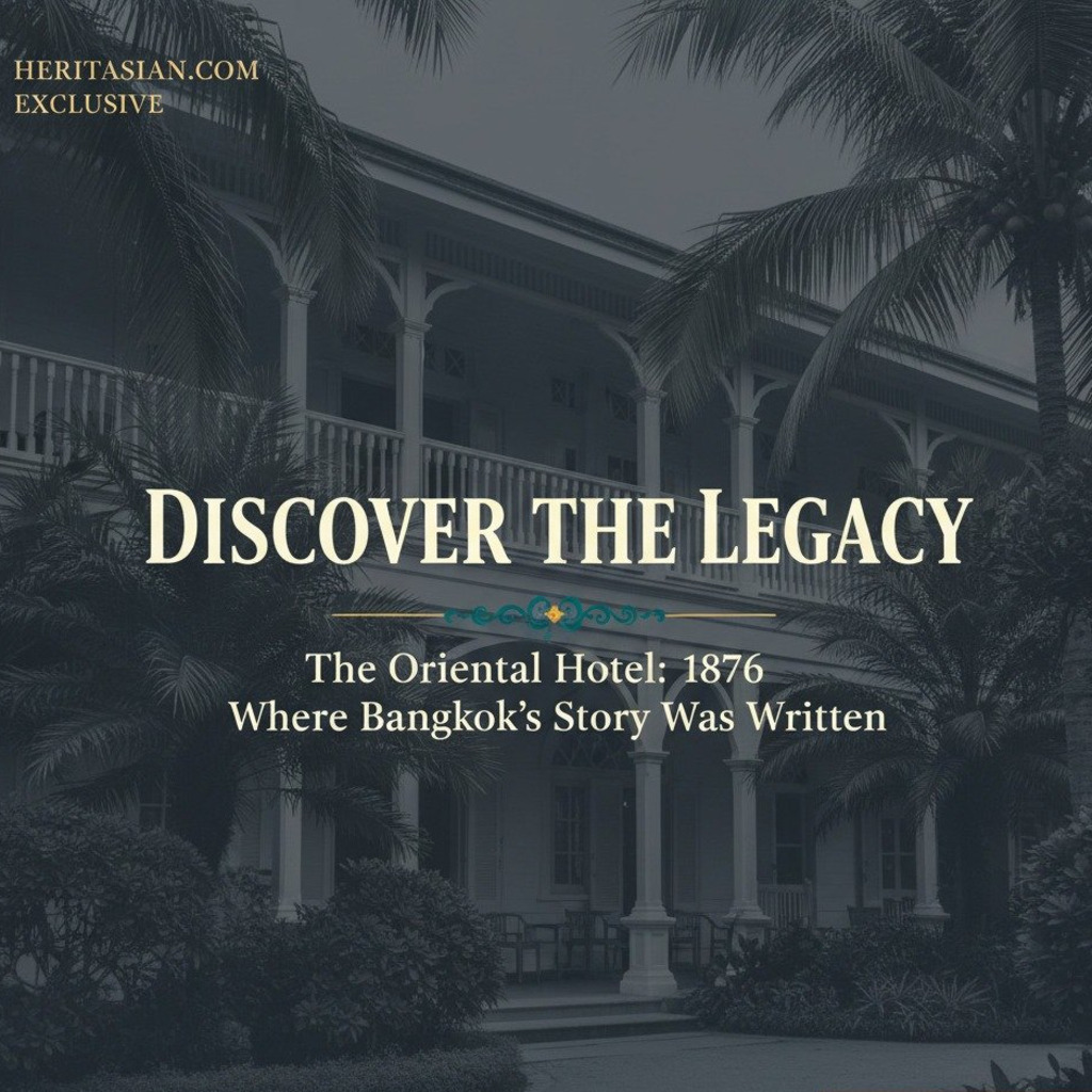 The Oriental Hotel, Bangkok: A historic building with palm trees. Discover the legacy!