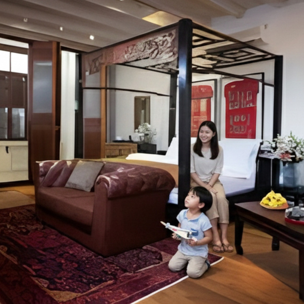 Mother and child in a Seven Terraces Georgetown suite.