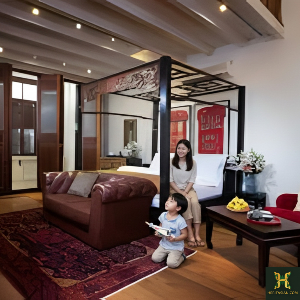 Mother and child in a Seven Terraces Georgetown suite.