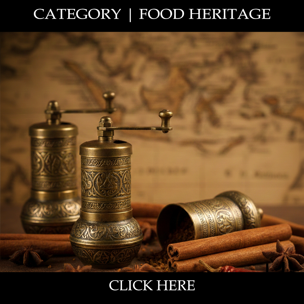 Antique spice grinders, cinnamon sticks, and star anise, showcasing food heritage.