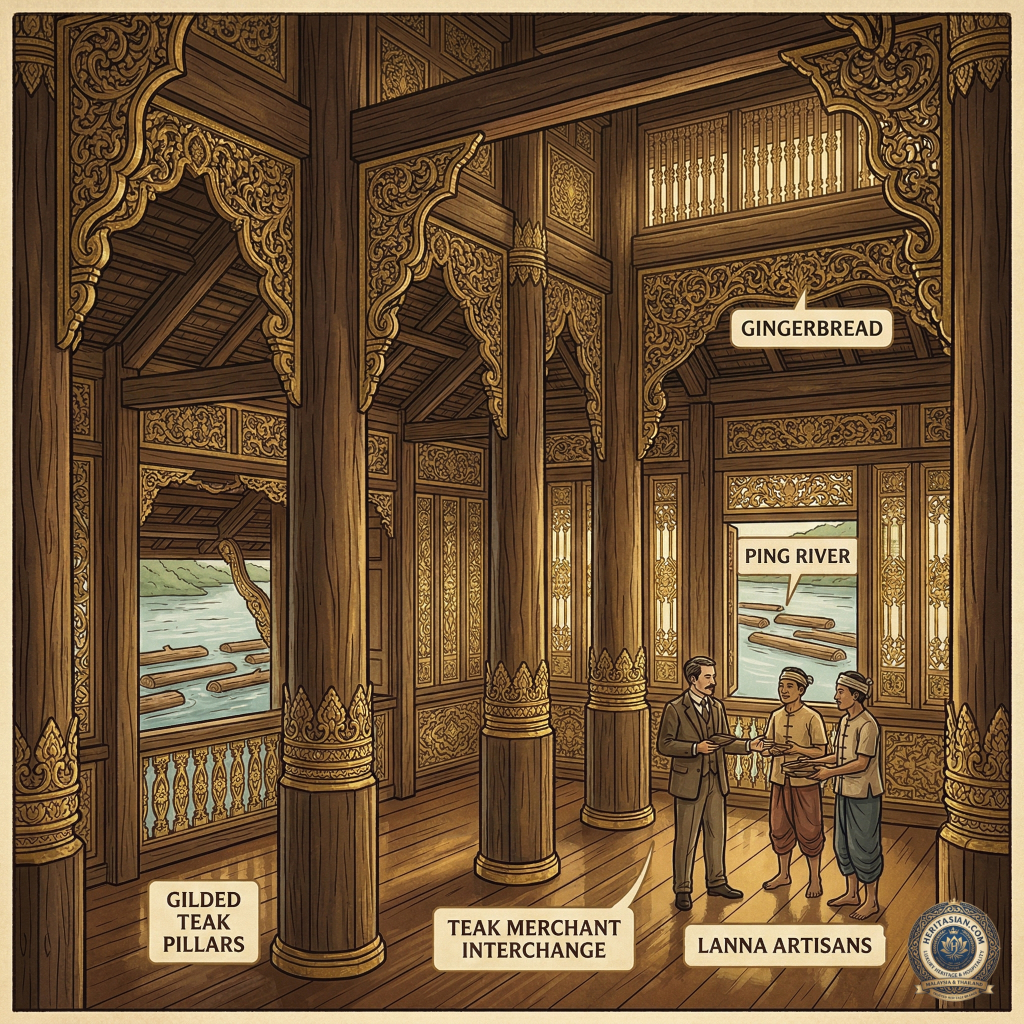 Inside a teak merchant interchange in Chiang Mai, Thailand. "Teak Trail" blog content.