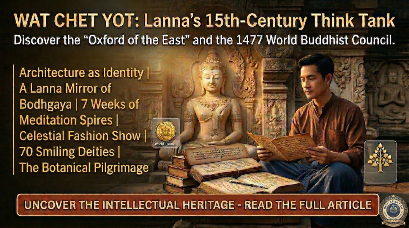 Wat Chet Yot, Chiang Mai, Lanna architecture. "Oxford of the East" and 1477 World Buddhist Council. Discover Chiang Mai's heritage.