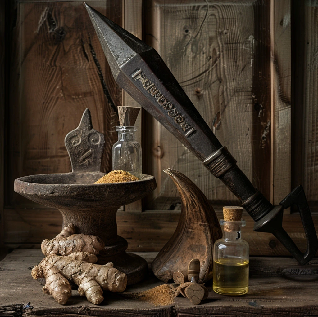 Yam Khang tools: ginger, oil, and ancient weapon for "Healing Luxury