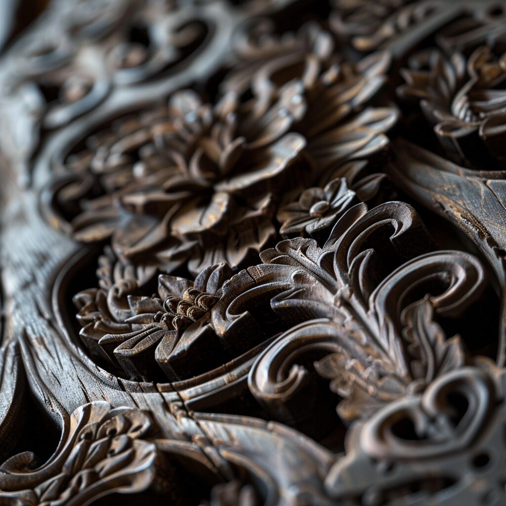Intricate Lanna gingerbread architecture detail with floral carvings.