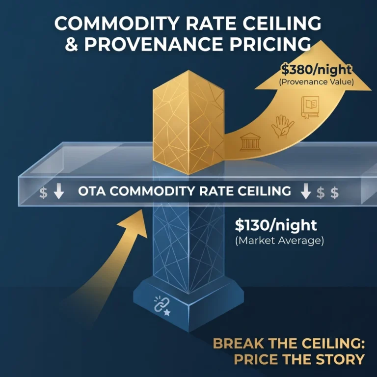Commodity rate ceiling and provenance pricing: $130 market average vs $380 provenance value.